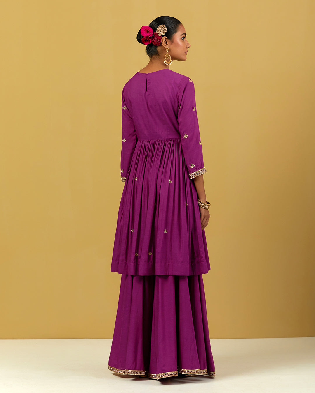 Womens MTO Indijay Purple Cotton Sharara Set