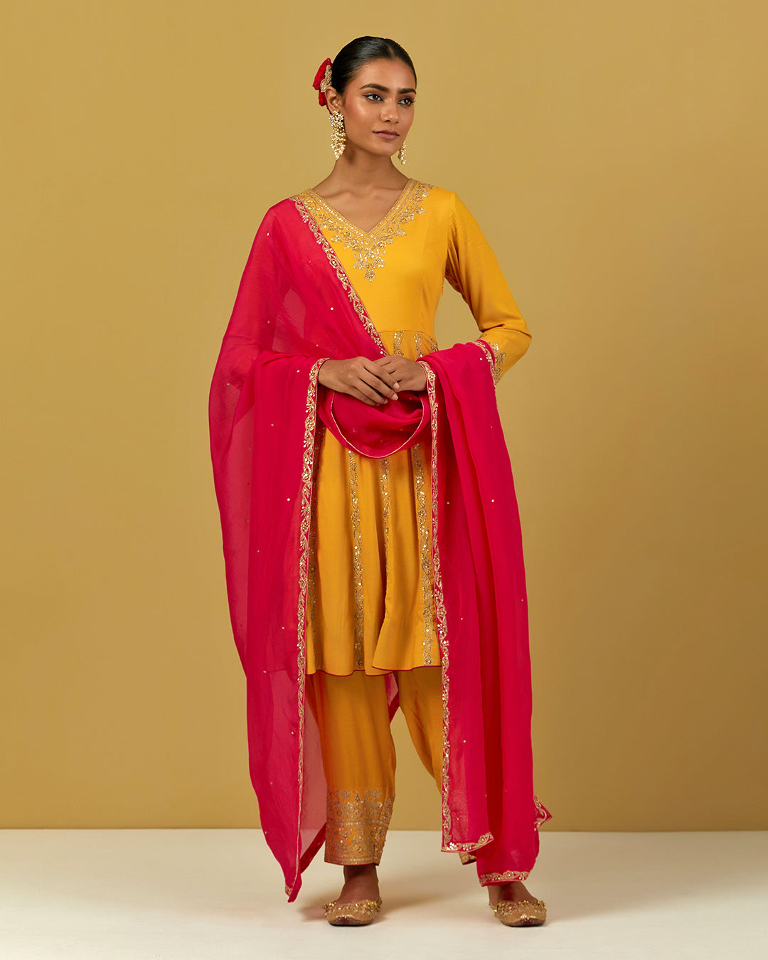 Womens MTO Indijay Yellow Cotton Kurta