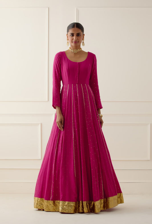 Women Wearing Pink Anarkali.