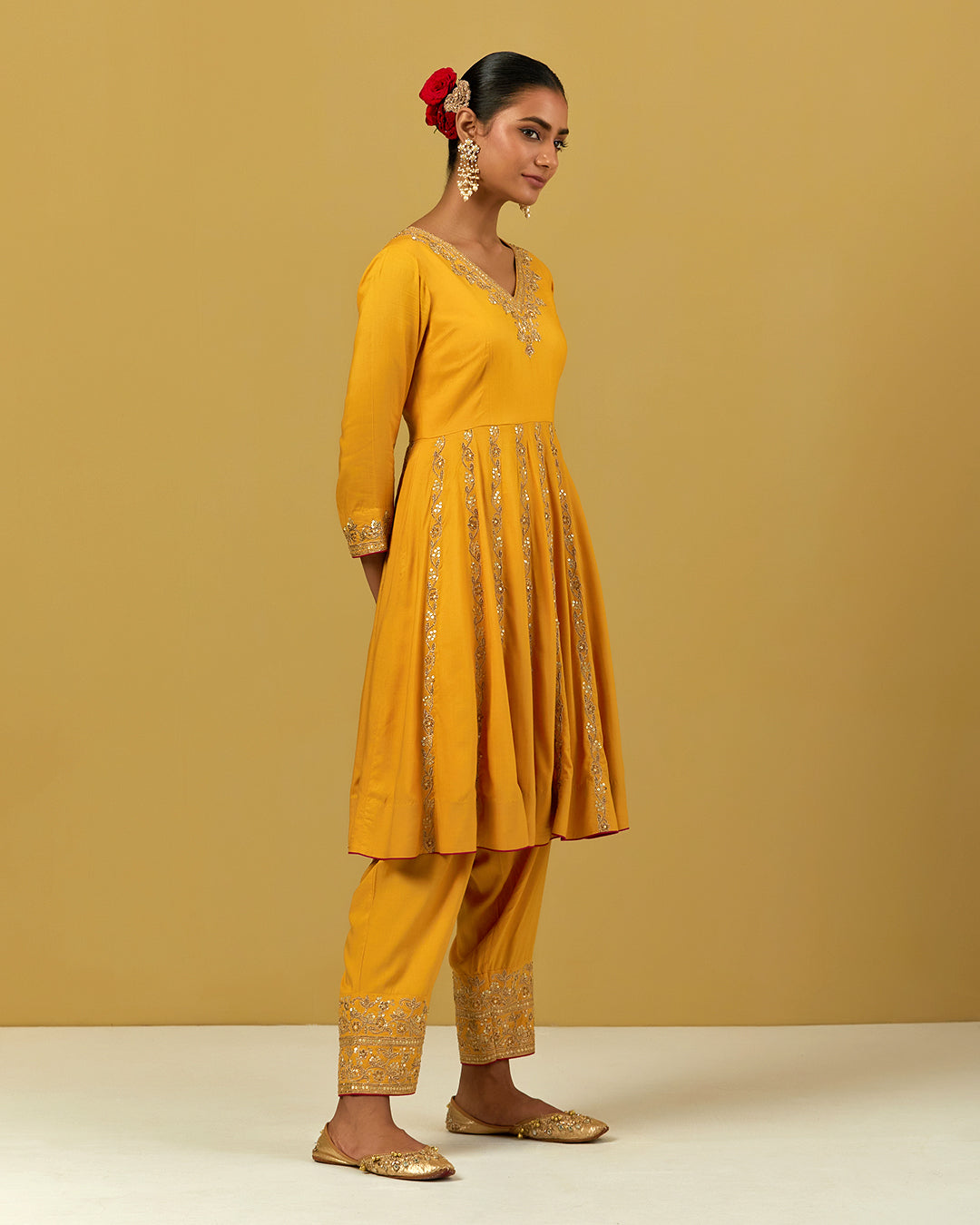 Womens MTO Indijay Yellow Cotton Pants