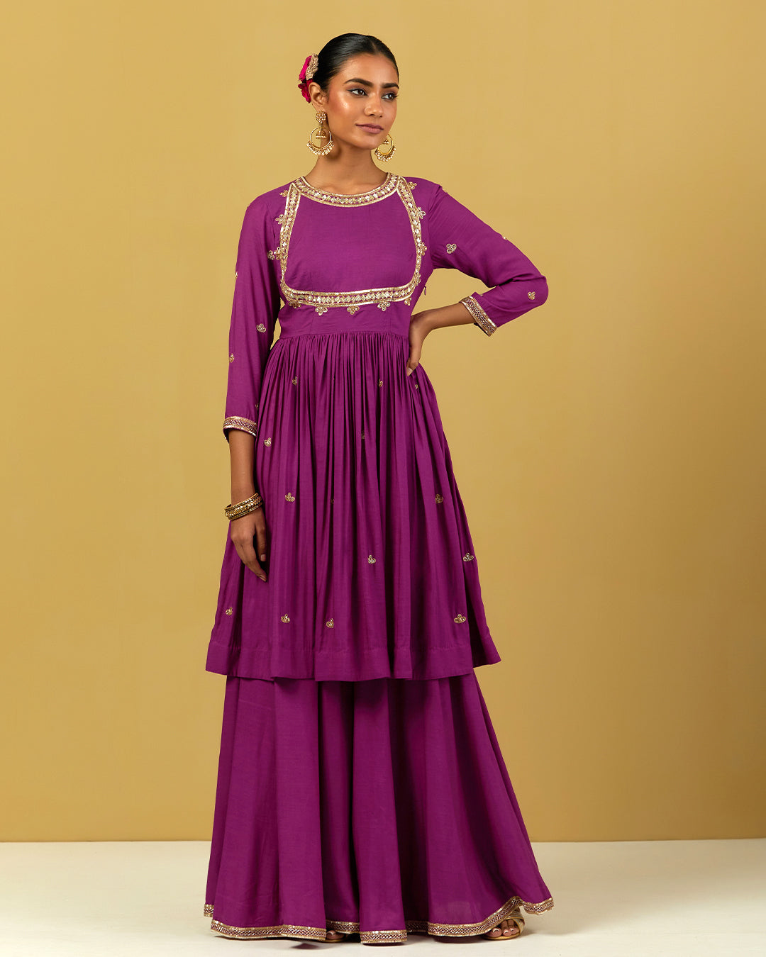 Womens MTO Indijay Purple Cotton Sharara