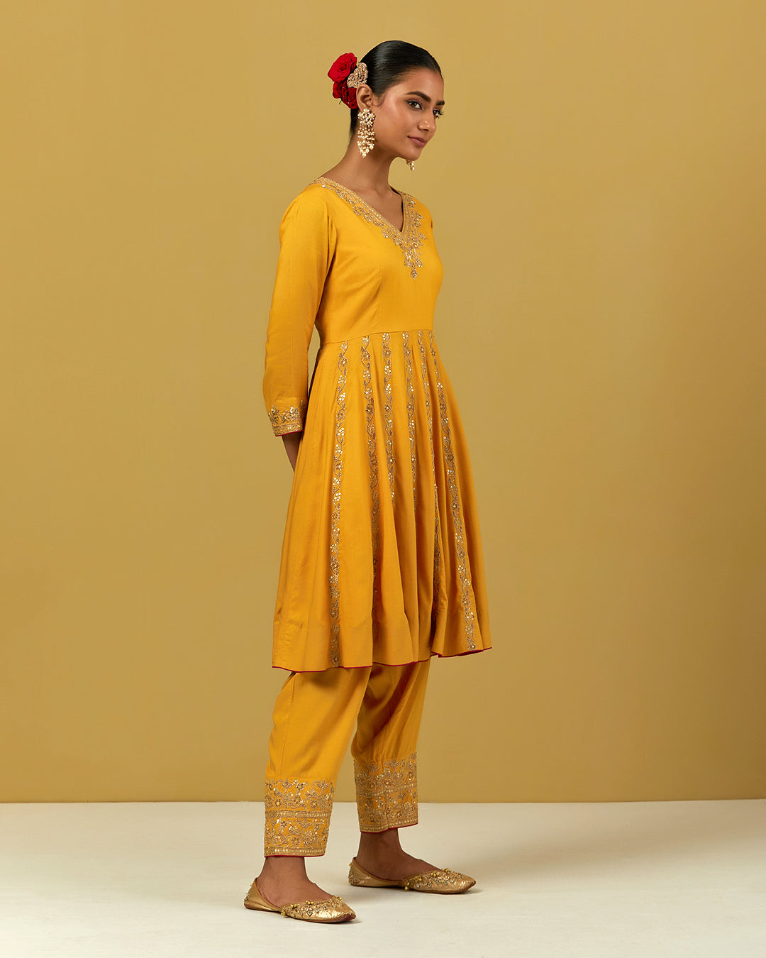 Womens MTO Indijay Yellow Cotton Kurta