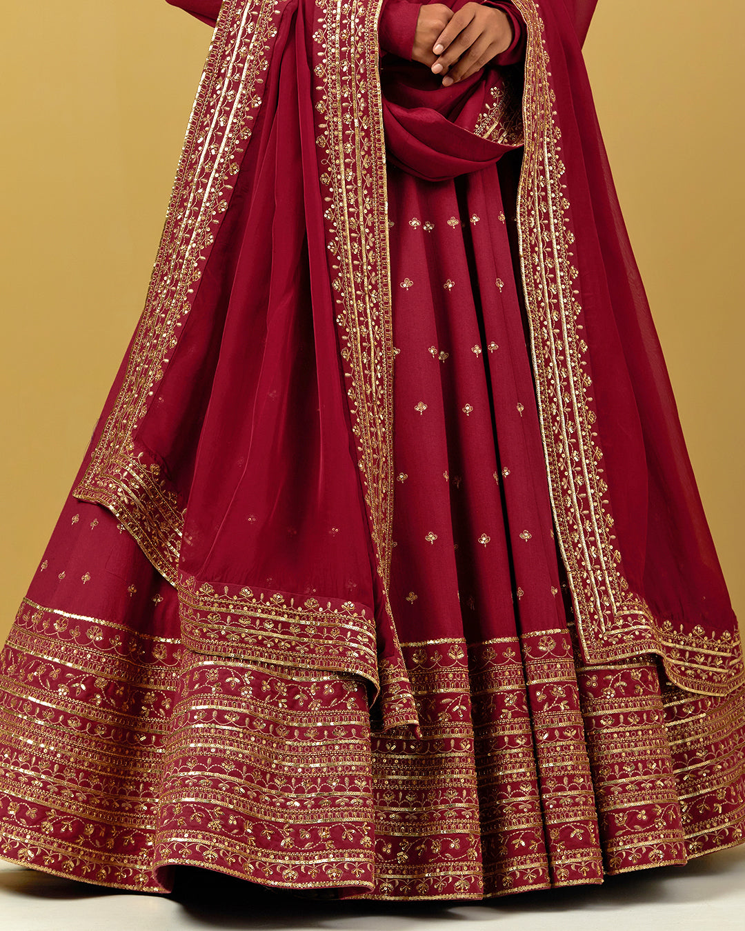 Women Wearing Maroon Dupatta