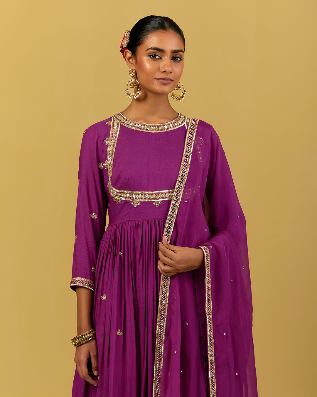 Womens MTO Indijay Purple Cotton Sharara