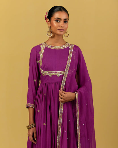 Womens MTO Indijay Purple Cotton Sharara