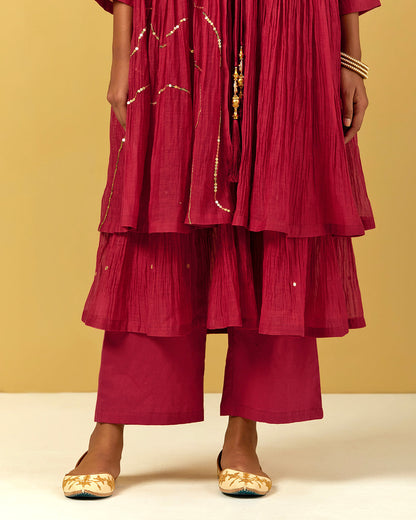 Womens MTO Indijay Maroon Chanderi Kurta