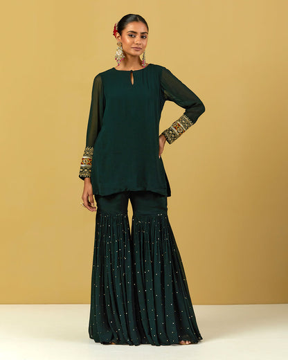 Womens MTO Indijay Green Georgette Kurta