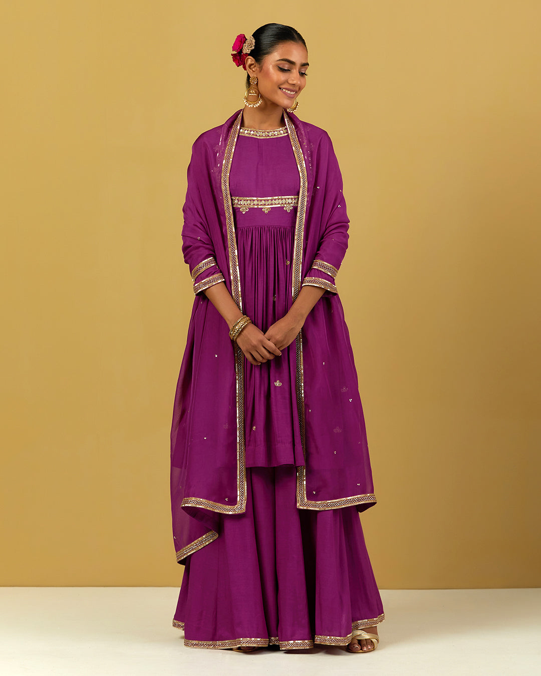 Womens MTO Indijay Purple Cotton Sharara