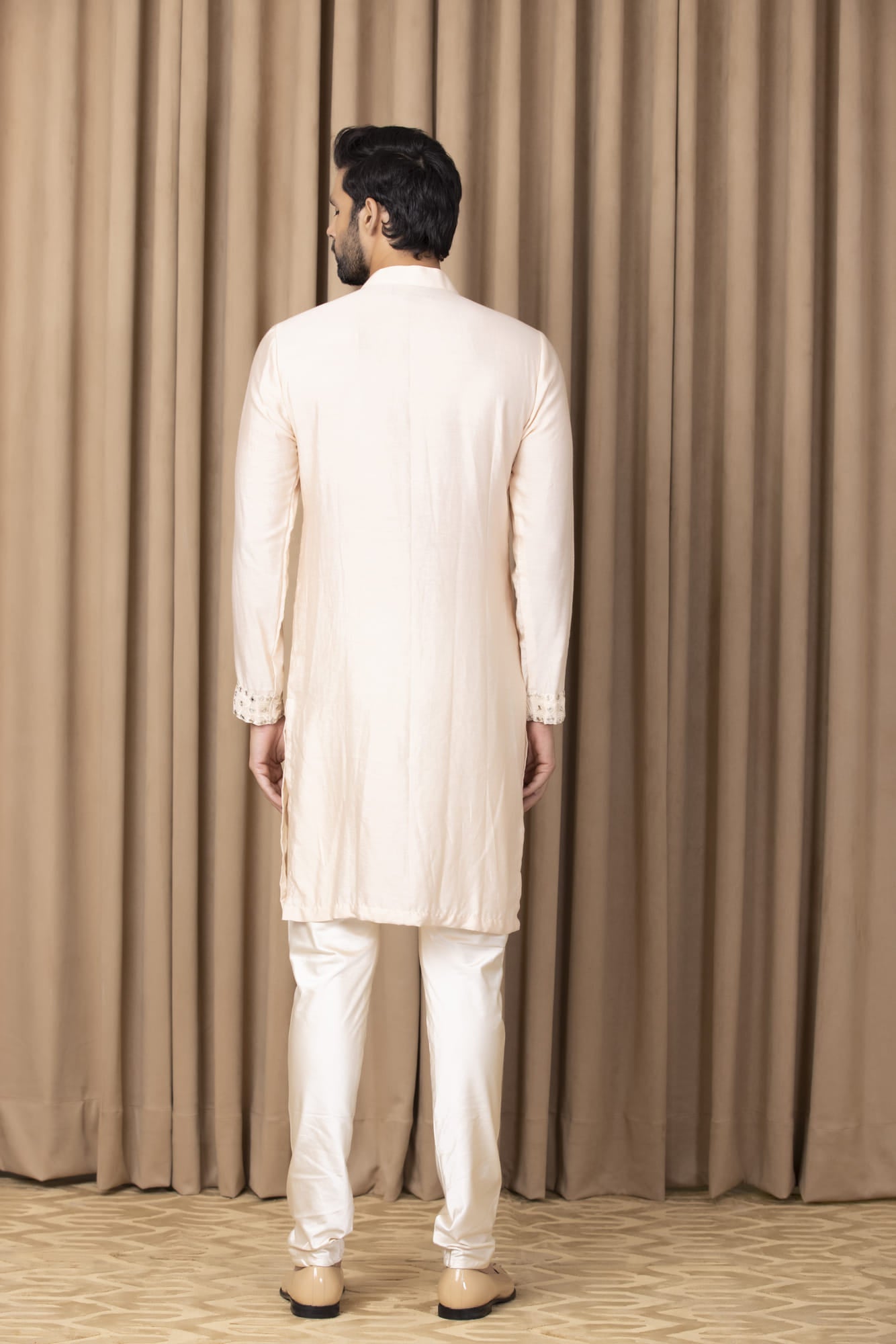 Mens Nasha Sajid Peach Cotton Kurta Set