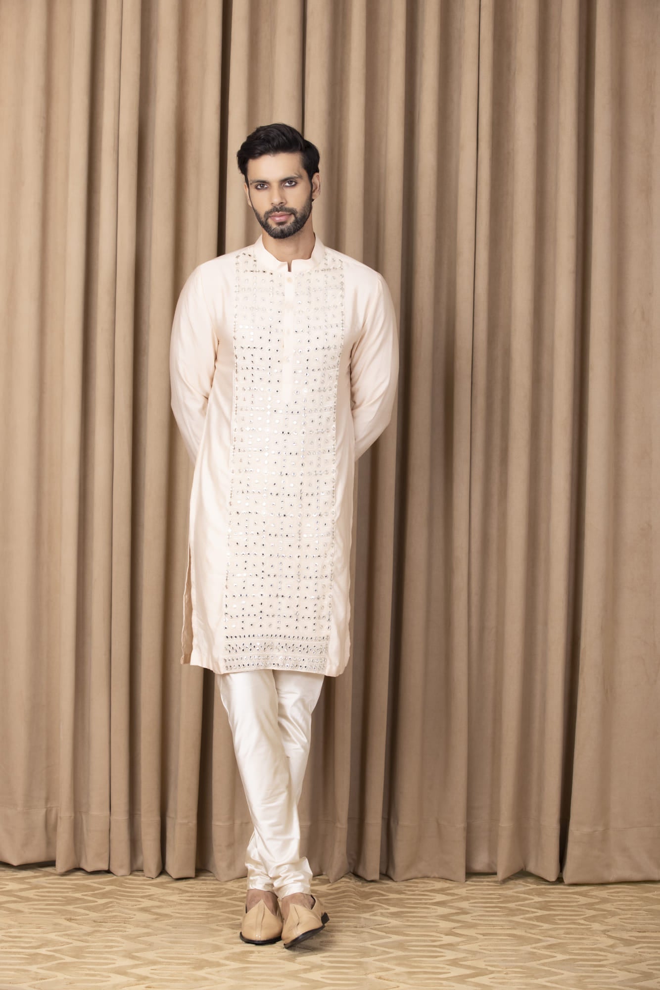 Mens Nasha Sajid Peach Cotton Kurta Set