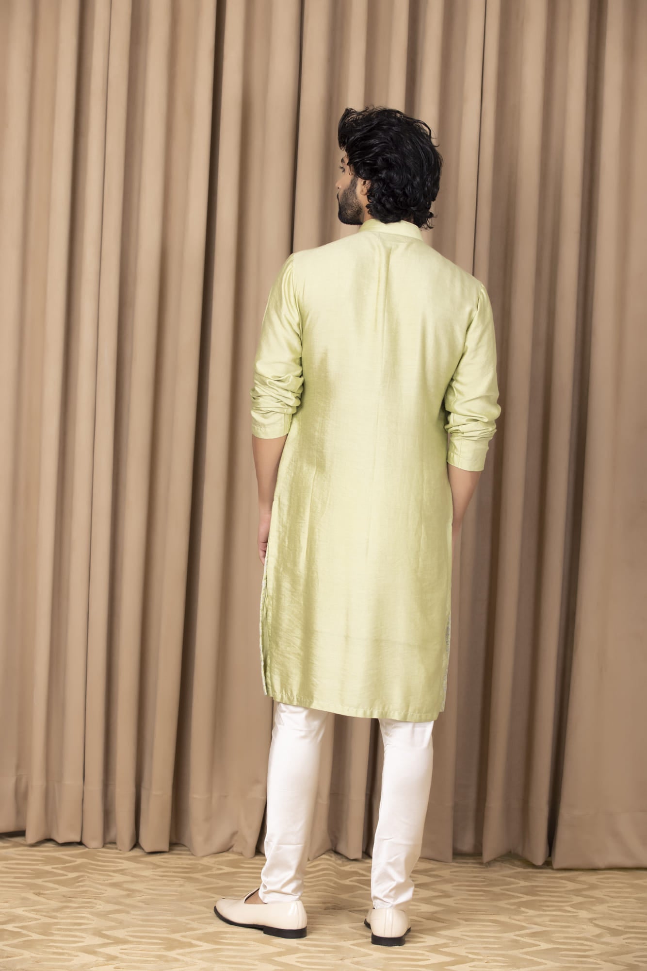 Mens Nasha Fahad Mint Green Cotton Kurta Set