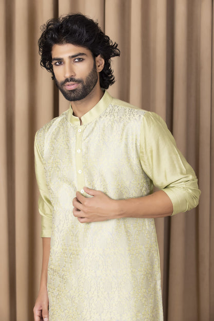 Mens Nasha Fahad Mint Green Cotton Kurta Set