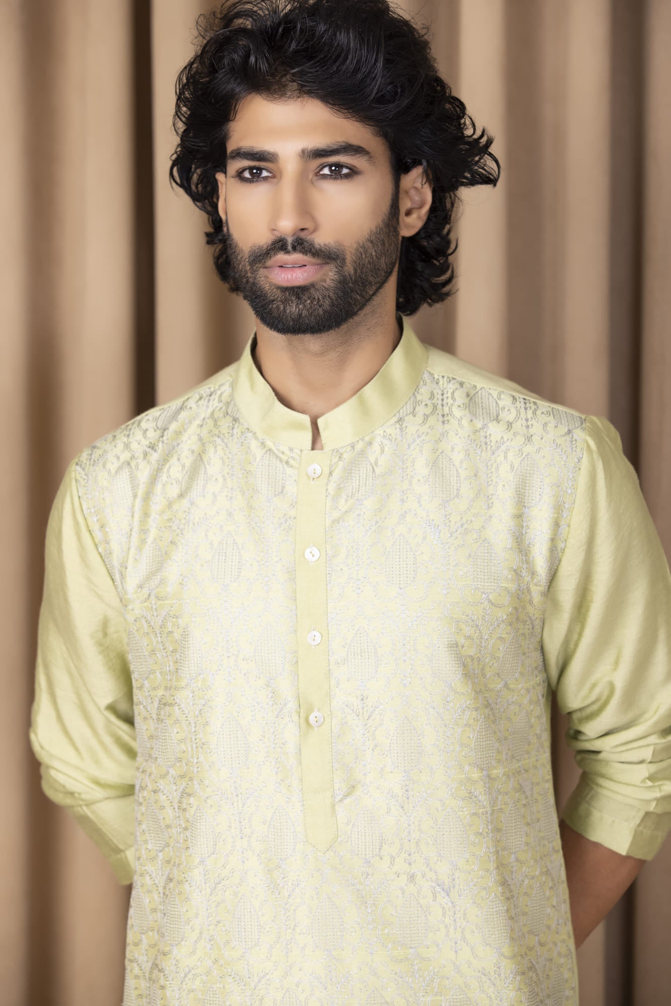 Mens Nasha Fahad Mint Green Cotton Kurta Set