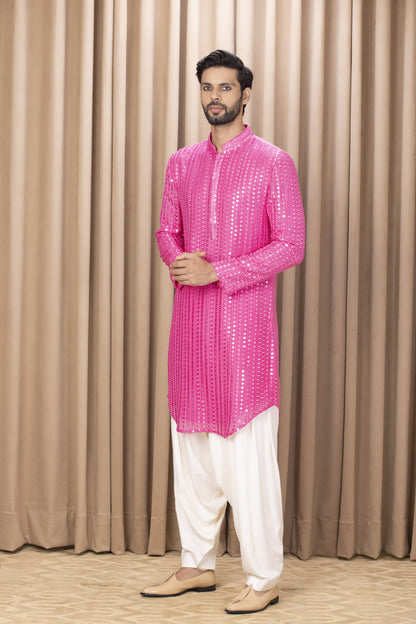 Man Wearing Blue Kurta Set