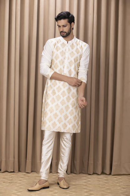 Man Wearing White Kurta Set