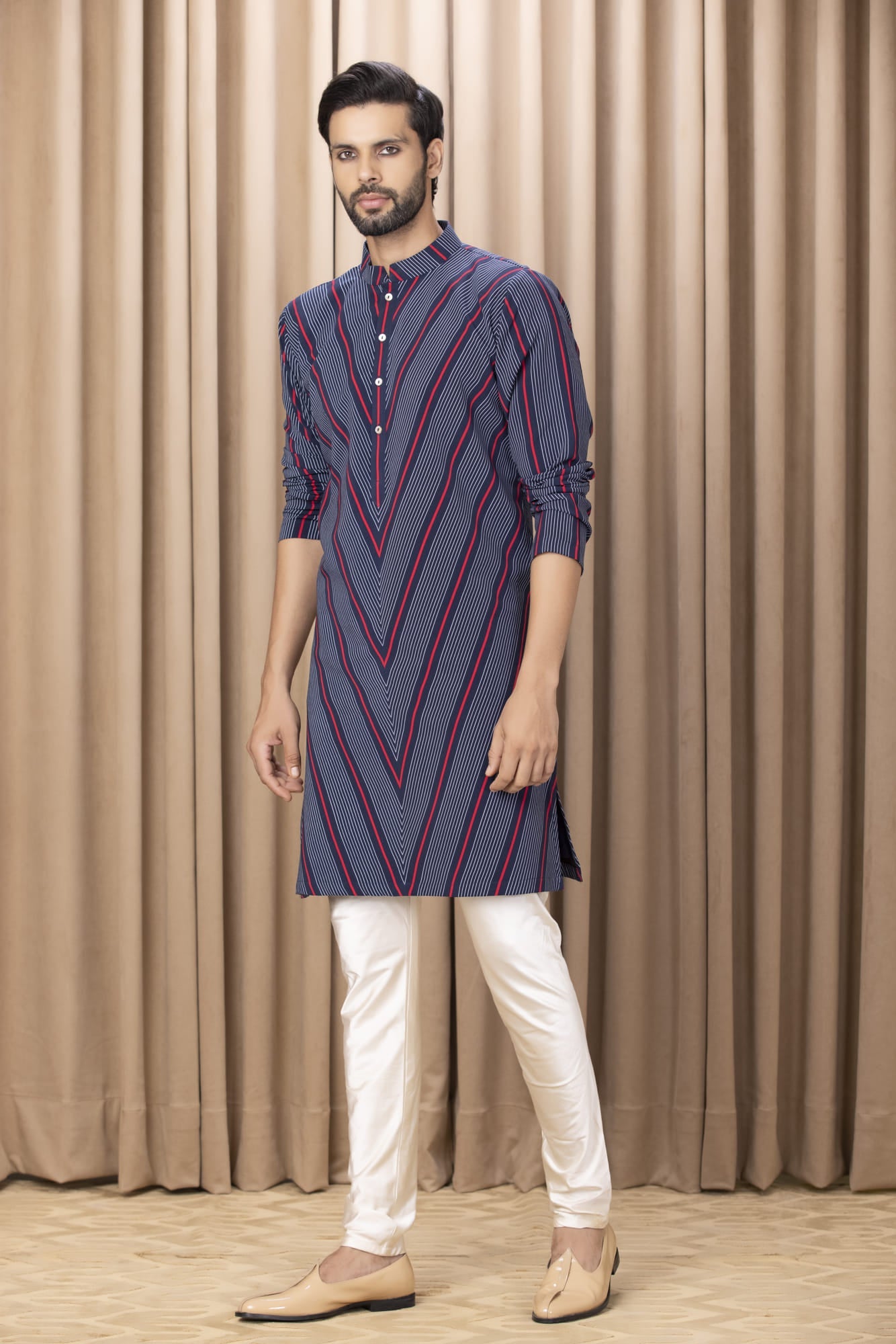 Man Wearing Blue Kurta Set