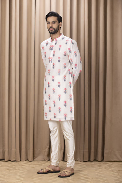 Mens Nasha Ashar Ivory Cotton Kurta Set