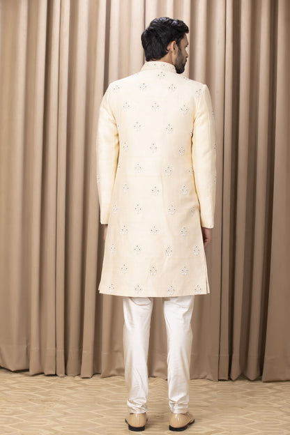 Mens Zain Peach Cotton Sherwani Set