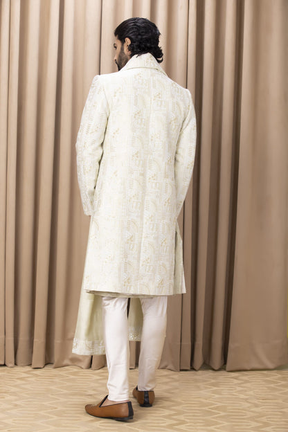 Mens Zahid Mint Green Cotton Sherwani