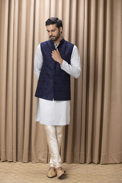 Mens Ameera Blue Georgette Nehru Jacket