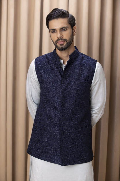 Mens Ameera Blue Georgette Nehru Jacket