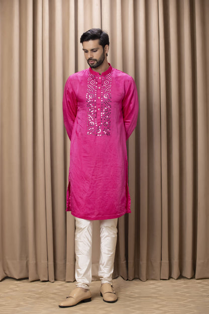 Mens Nasha Kian Hot Pink Cotton Kurta Set