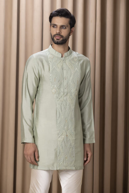 Mens Nasha Javed Mint Green Cotton Kurta Set