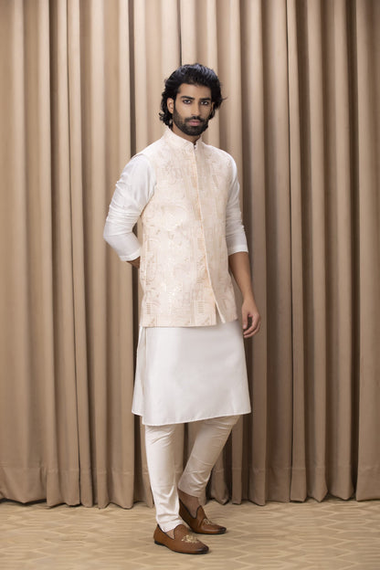 Mens Zahid Pink Cotton Nehru Jacket Set