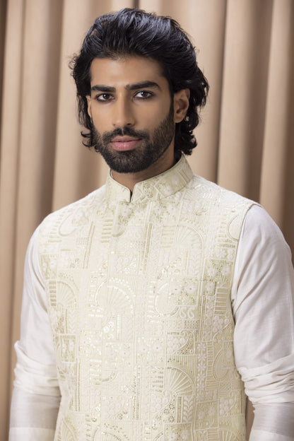 Mens Zahid Green Cotton Nehru Jacket