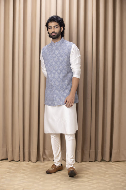 Mens Shah Grey Cotton Nehru Jacket