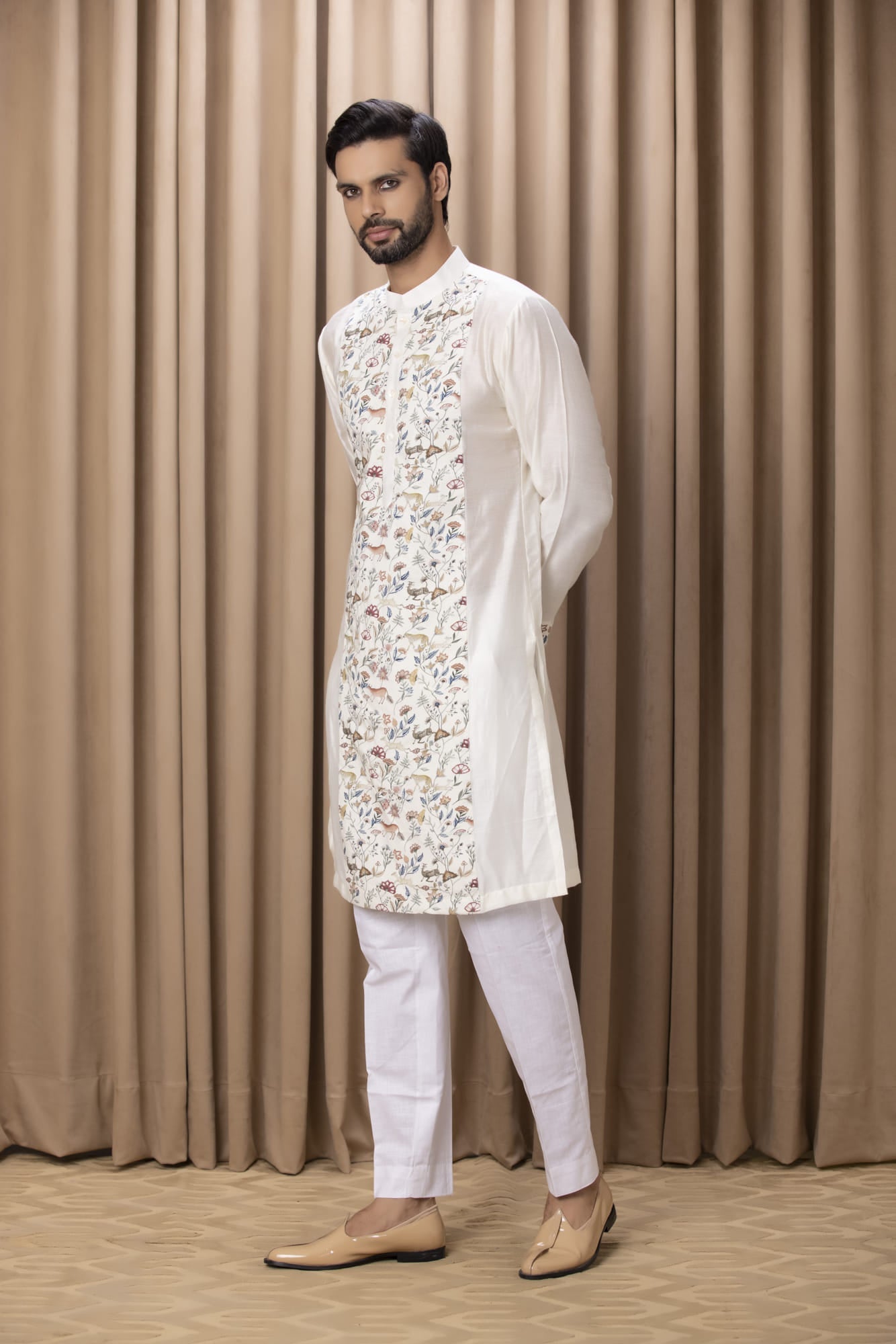 Mens Nasha Amaani Ivory Cotton Kurta Set