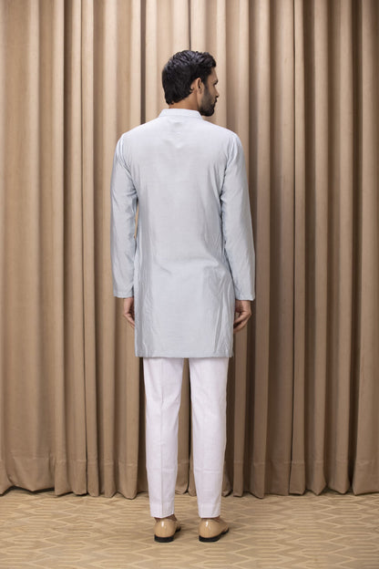 Mens Nasha Faisal Powder Blue Cotton Kurta Set