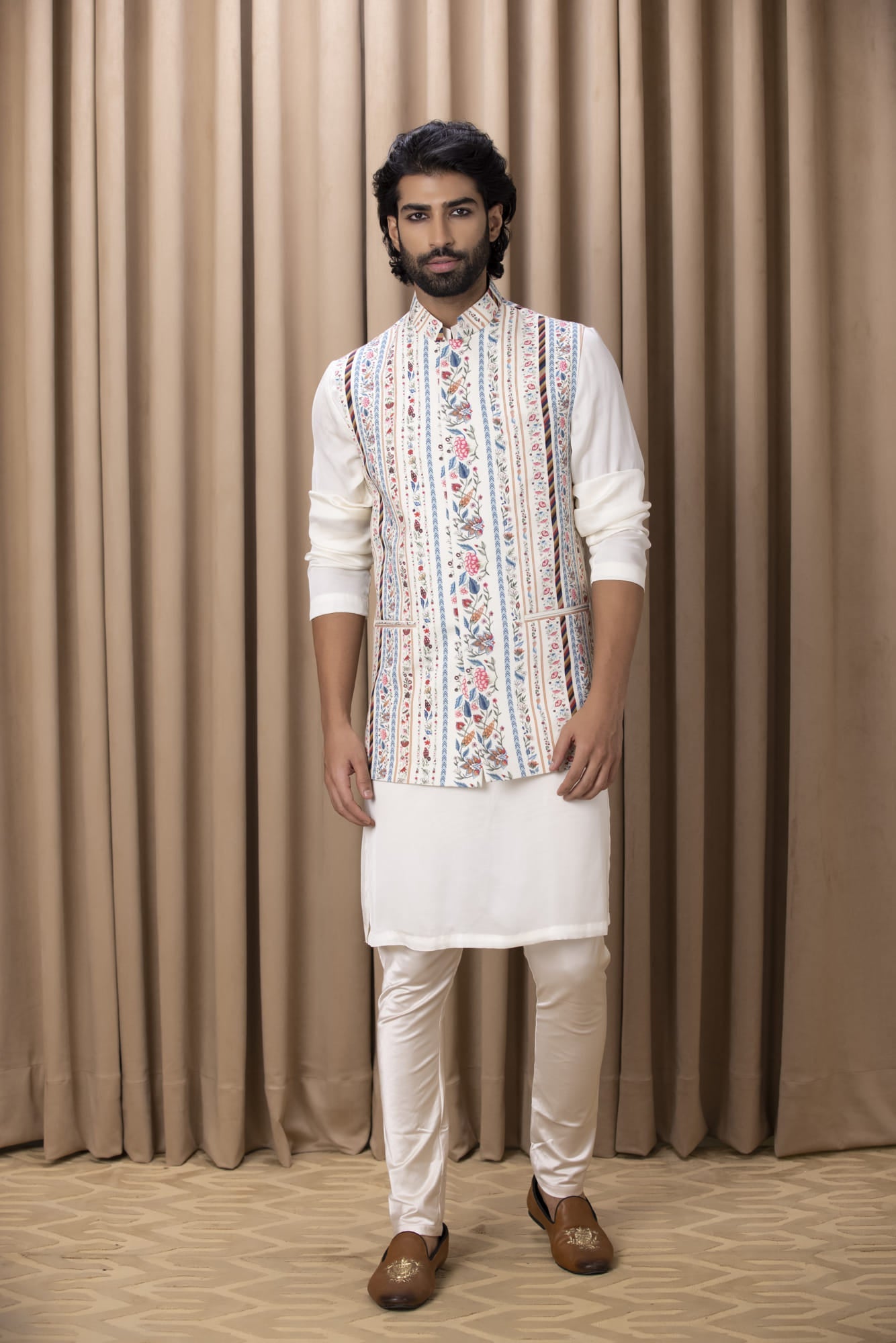 Mens Lakeer White Cotton Nehru Jacket