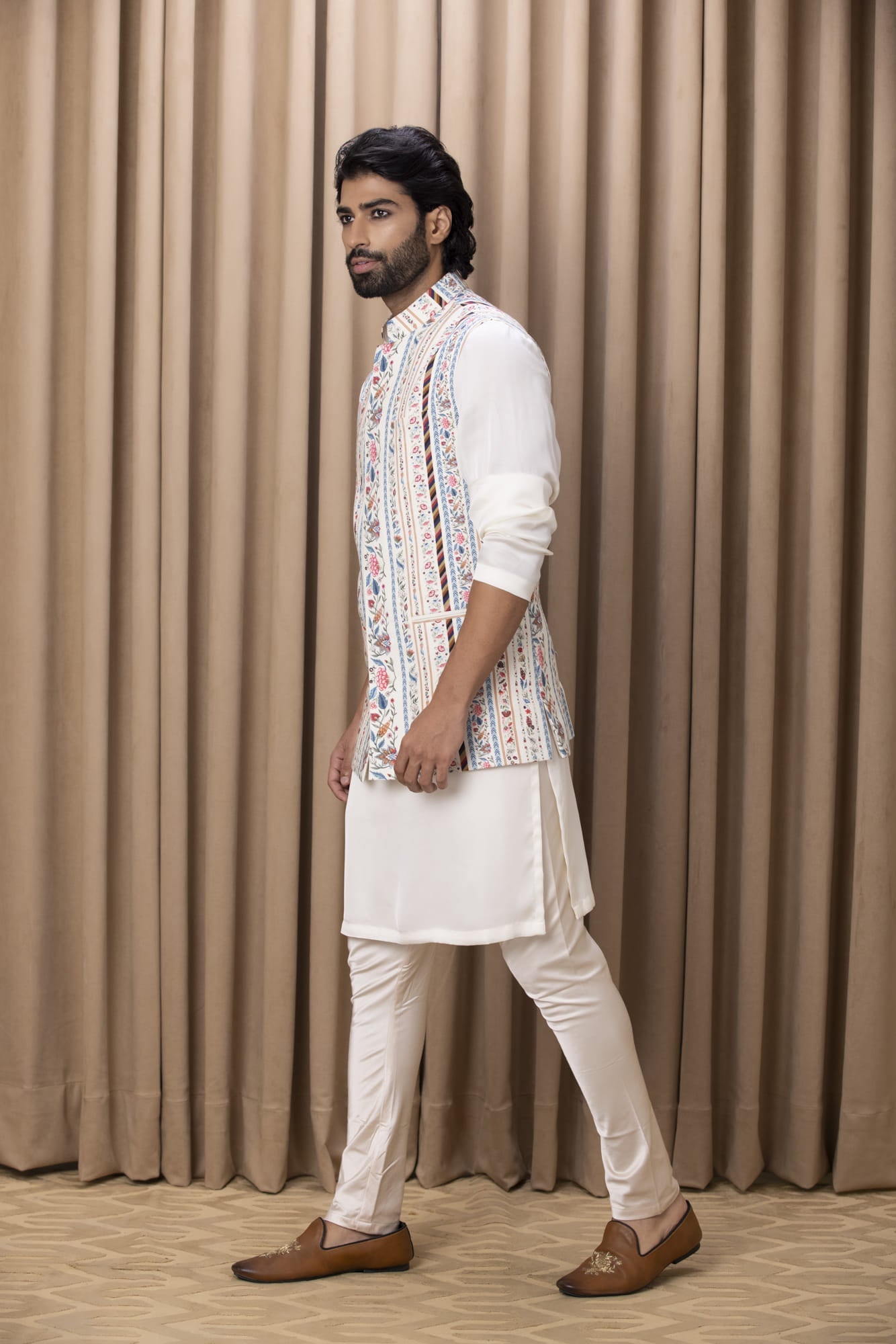 Mens Lakeer White Cotton Nehru Jacket