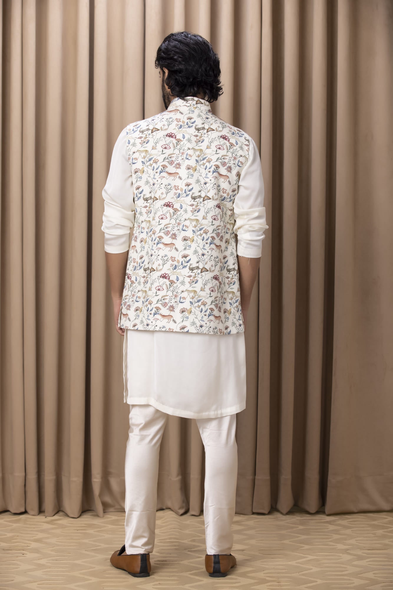 Mens Amaani White Cotton Nehru Jacket