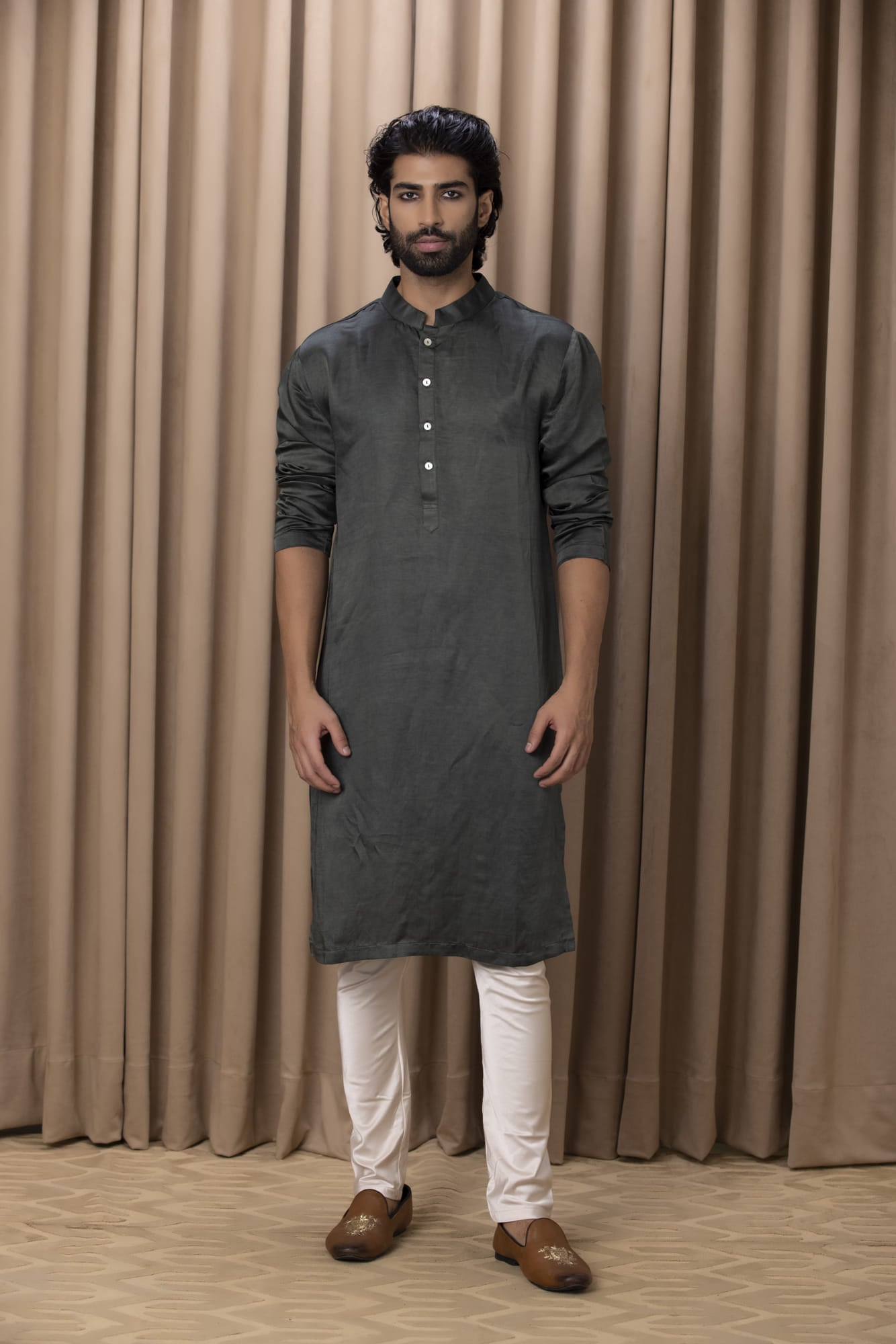 Man Wearing Blue Kurta Set