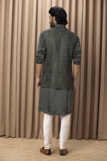 Mens Ameera Green Georgette Nehru Jacket