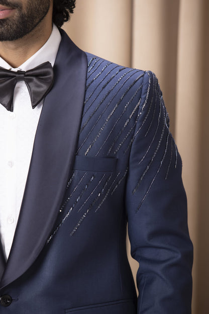 Mens Nirvaan Blue Suiting Tuxedo Set