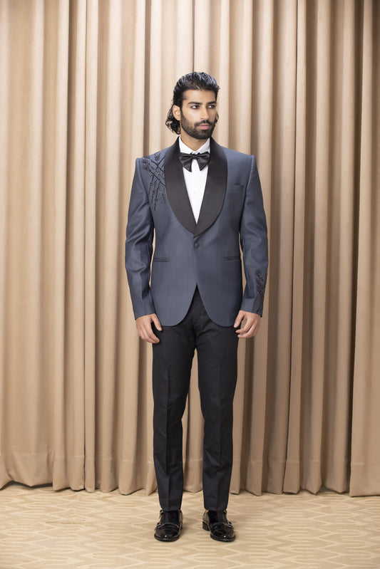 Men Wearing Blue Tuxedo Set.