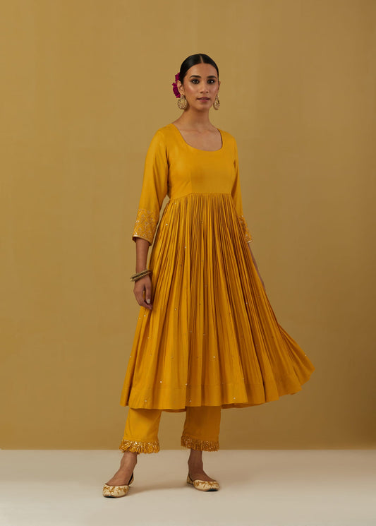 Women Wearing Yellow Anarkali 