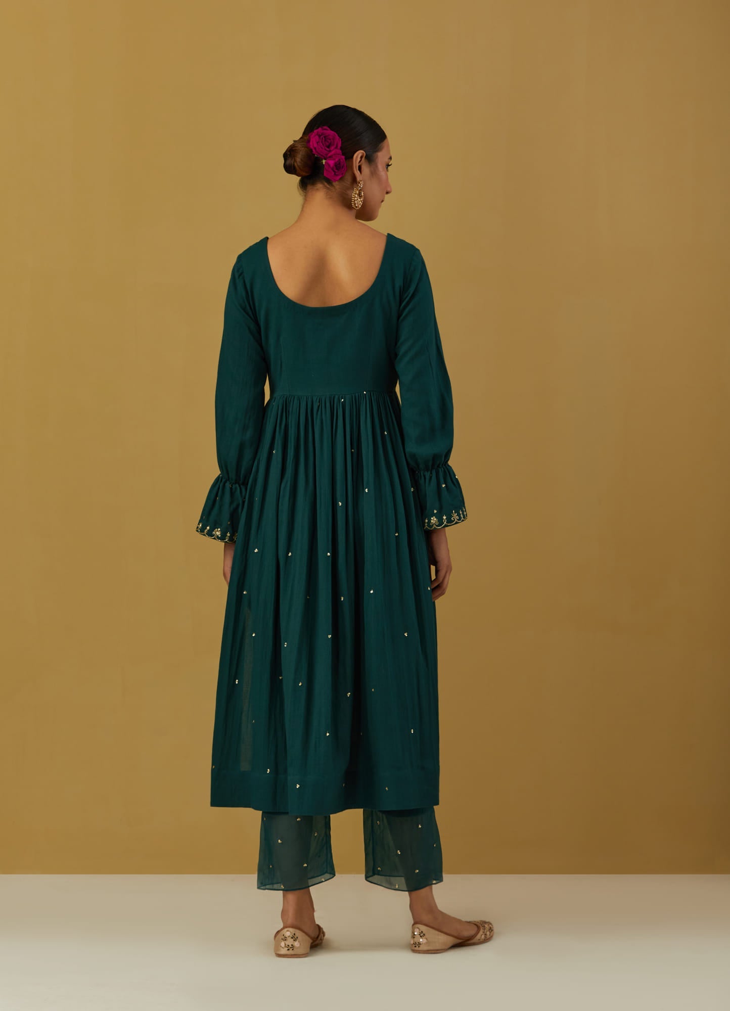 Womens Nagma Green Cotton Anarkali Set