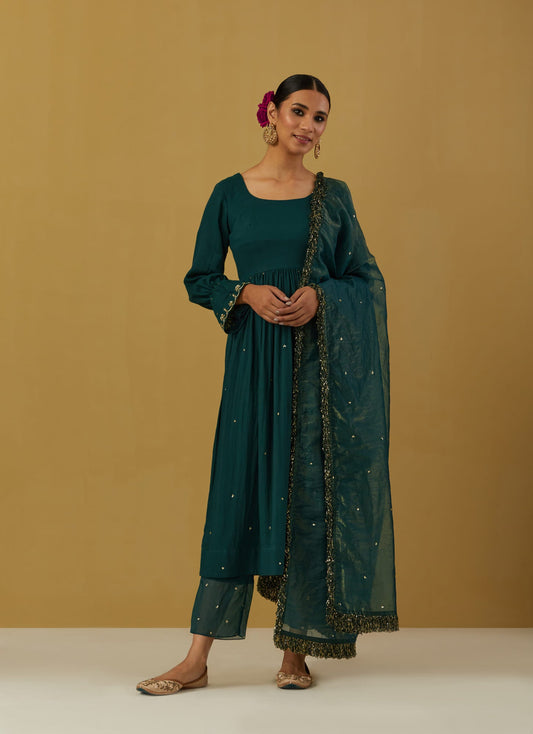 Women Wearing Green Anarkali Sets