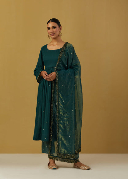 Womens Nagma Green Cotton Anarkali Set