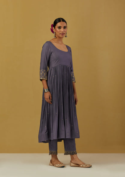 Womens Nagma Blue Cotton Anarkali Sets