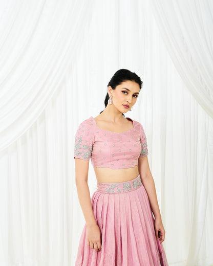 Womens Blush Pinkl Lehenga Set