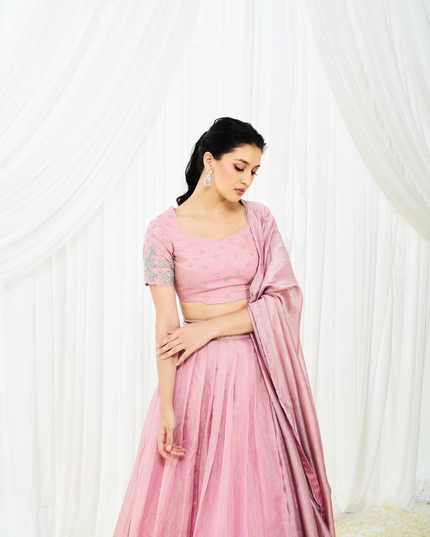 Womens Blush Pinkl Lehenga Set