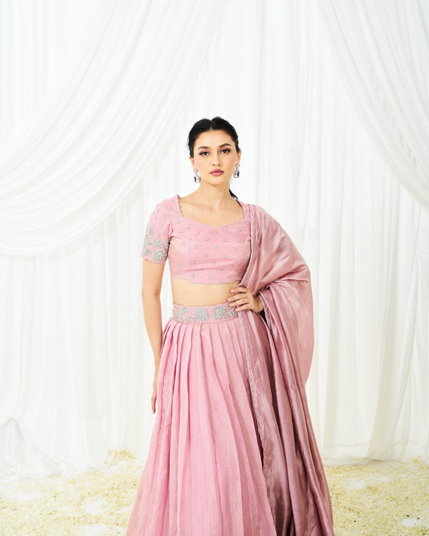 Womens Blush Pinkl Lehenga Set