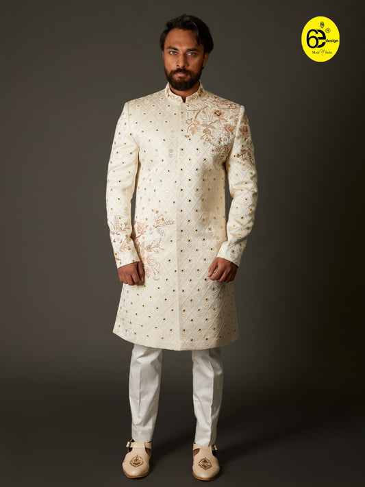 Men wearing cream sherwani