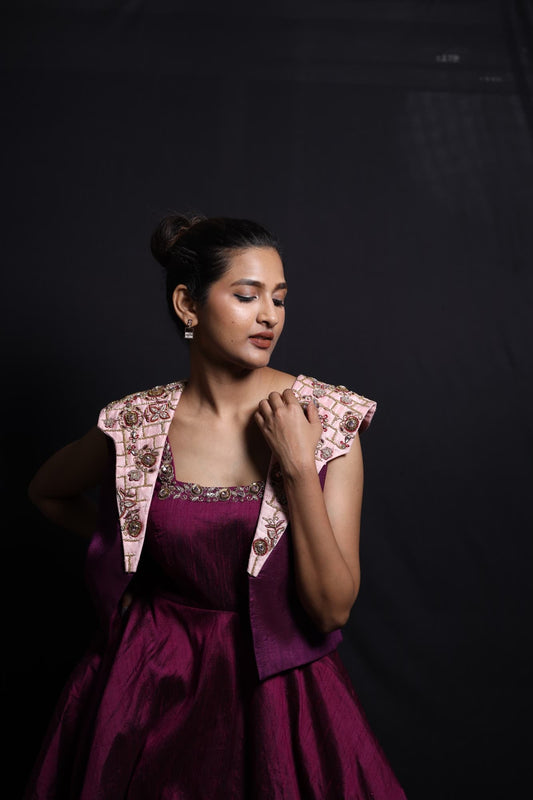 Women wearing purple dress