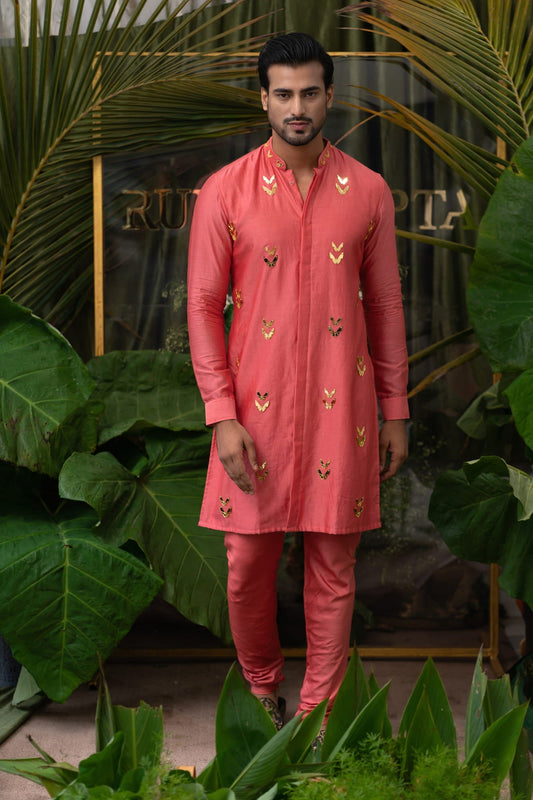 Men Wearing Pink Kurta Set